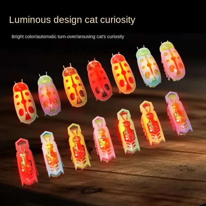 Interactive Electric Glowing Bug Toy Obstacle-Escape Beetle for Cats