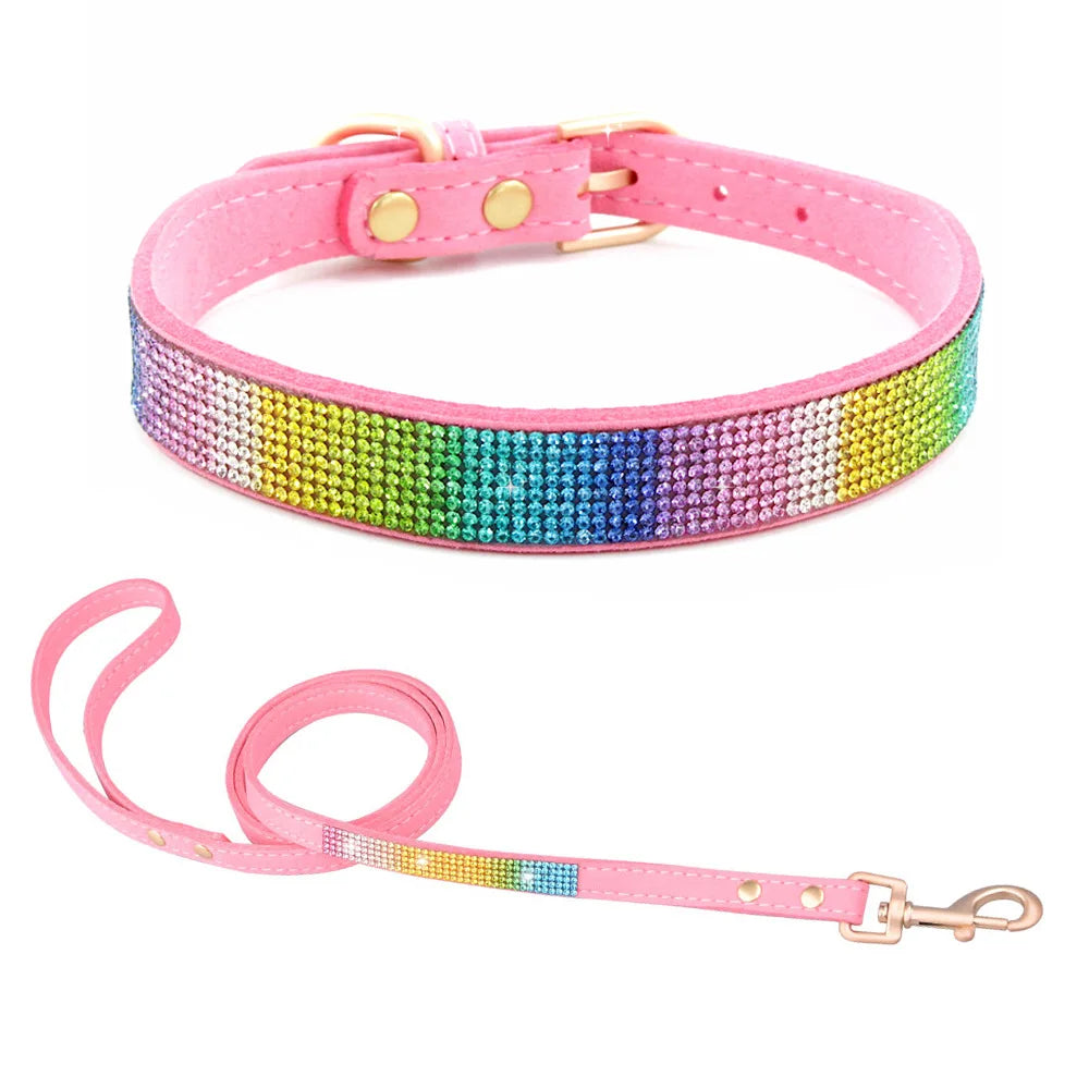 Luxury Rhinestone Dog Collar and Leash Set