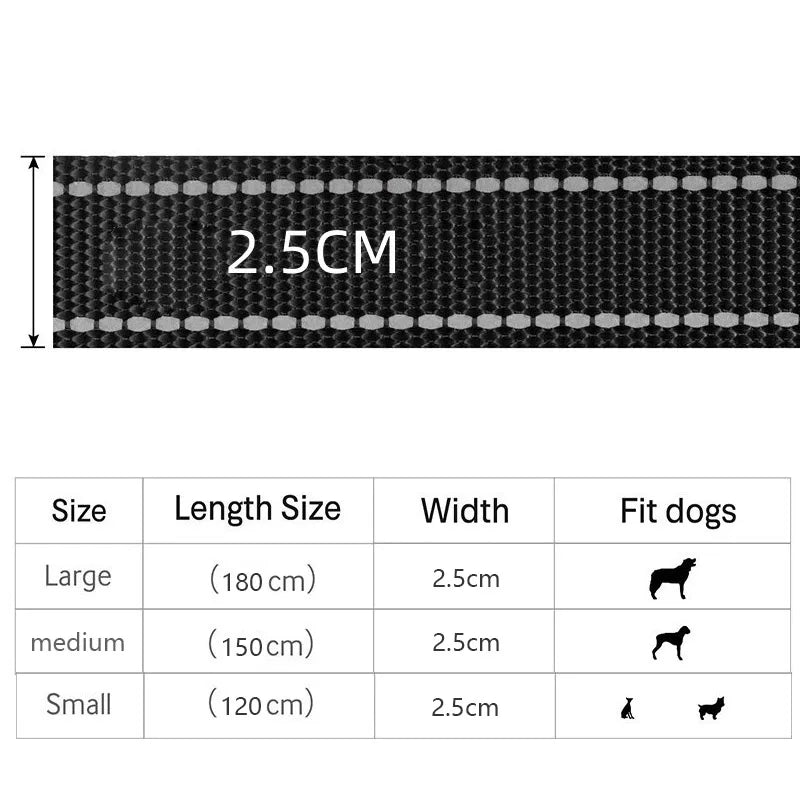 1.2m / 1.5m / 1.8m Double Handle Heavy-Duty Nylon Dog Leash