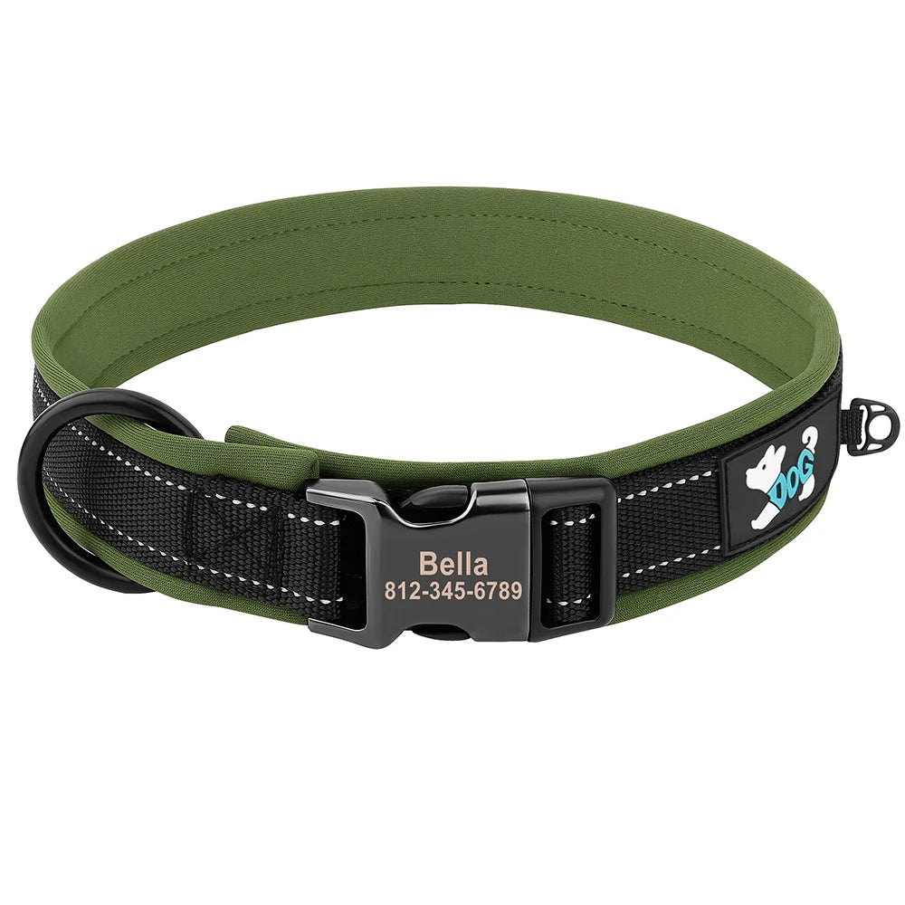 Adjustable Padded Personalized Reflective Dog Collar