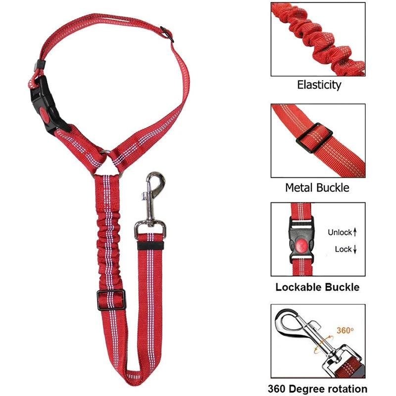 2-in-1 Adjustable Dog Harness Leash & Car Seat Belt
