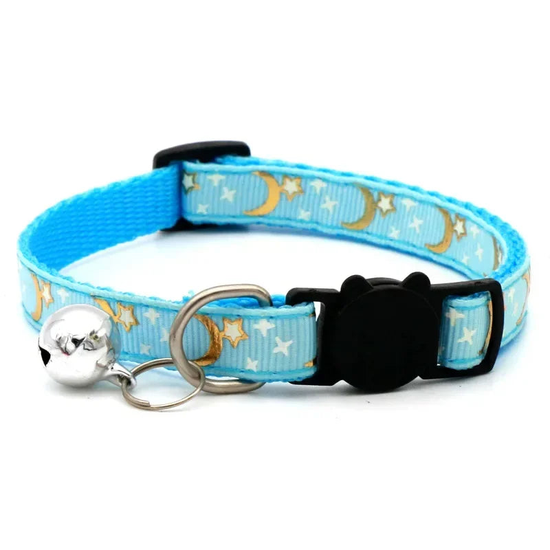 Safety Buckle Reflective Gold Star & Moon Pet Collar