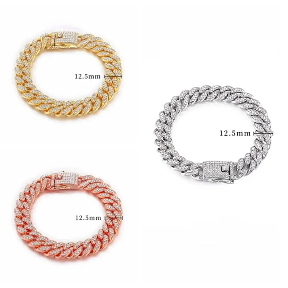Heavy Metal Fashion Rhinestone Dog Chain Collar