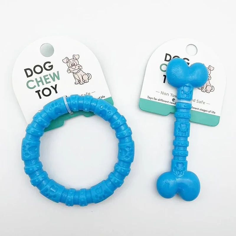 Interactive Rubber Toy Bite-Resistant Bone & Ring for Small Dogs