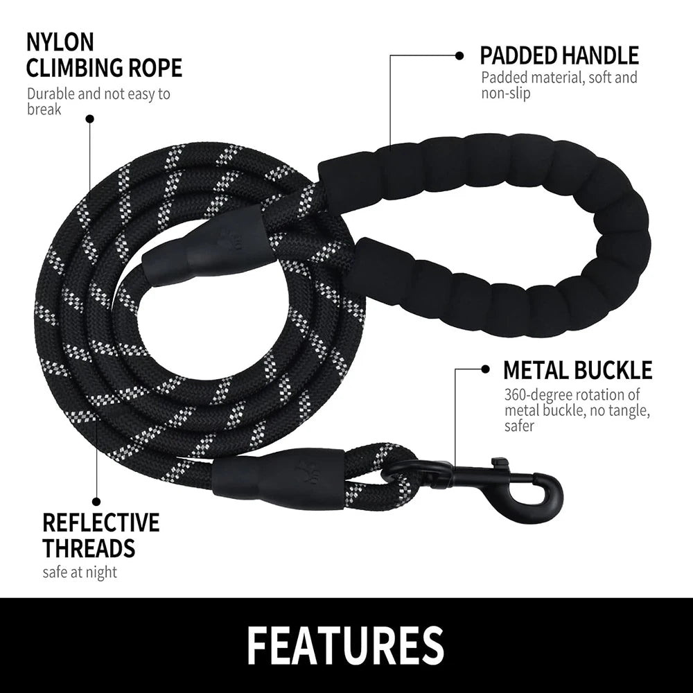 2M Reflective Dog Leash with Soft Padded Handle