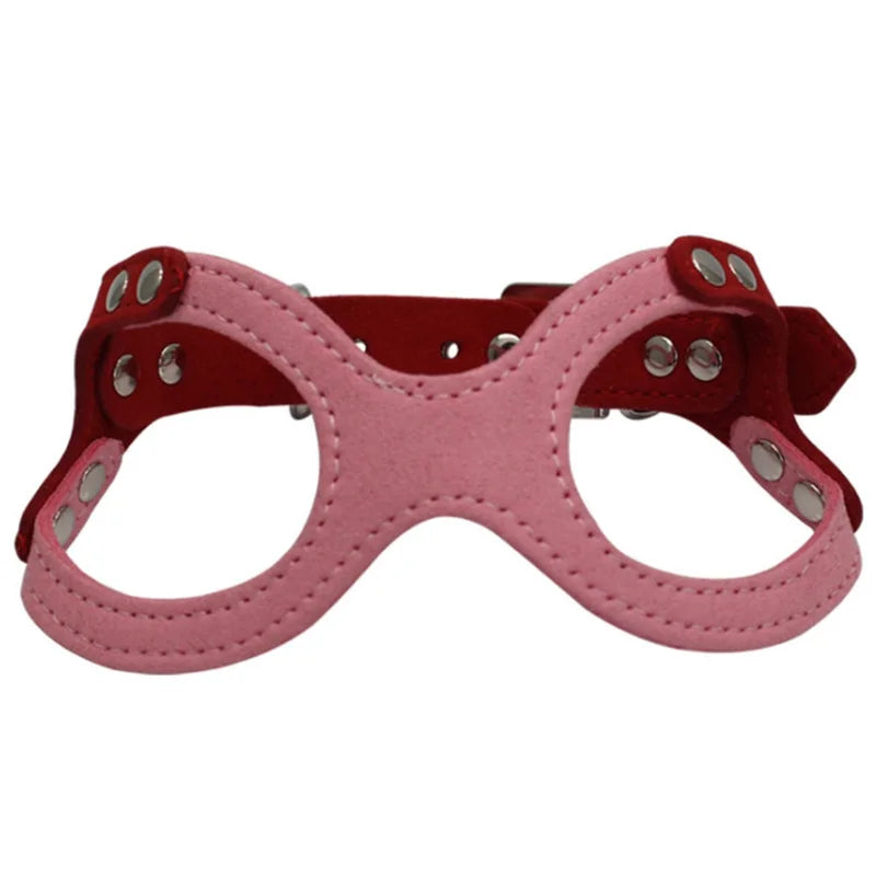 Soft Suede Leather Pet Harness Adjustable Chest Belt for Small Dogs