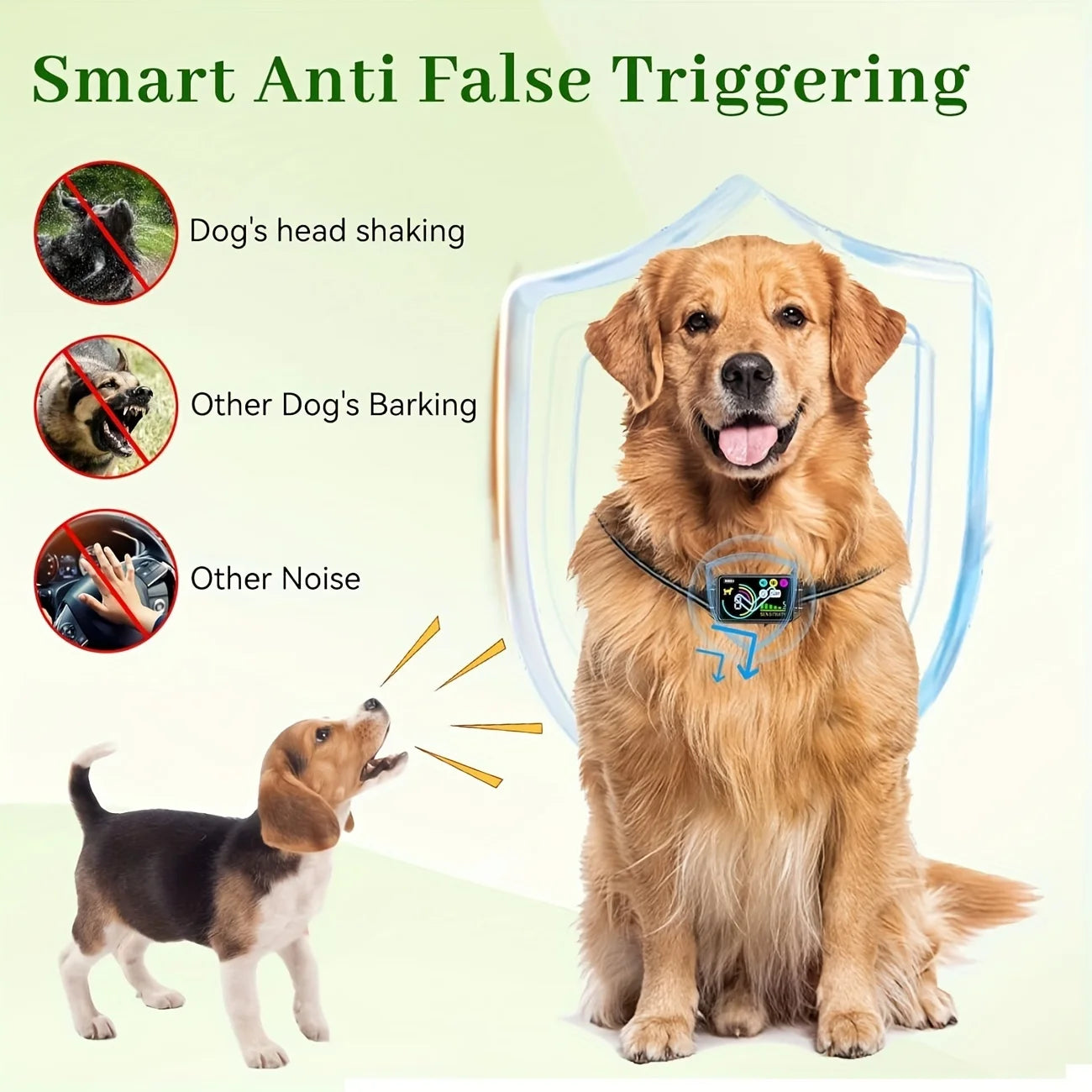 Smart Anti-Bark Collar Vibration & Optional Shock, Rechargeable