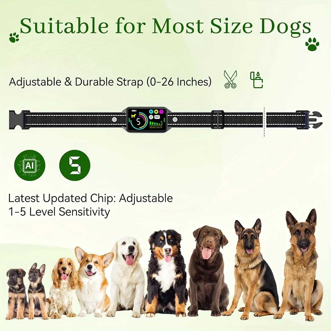 Smart Anti-Bark Collar Vibration & Optional Shock, Rechargeable