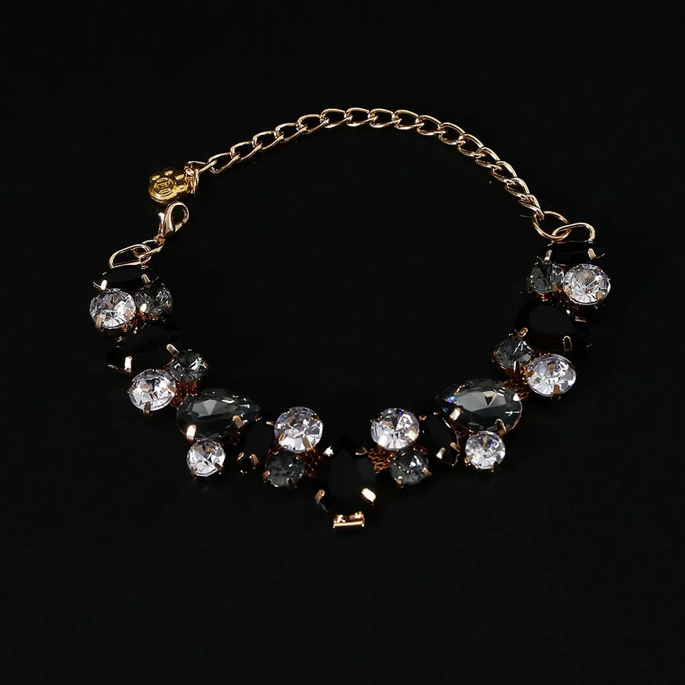 Luxury Crystal Cat & Puppy Necklace Adjustable Diamond Chain Collar