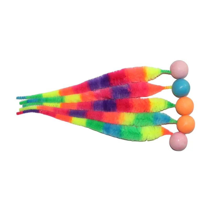 Colorful Bouncing Worm Toy Interactive Puzzle Fun for Cats