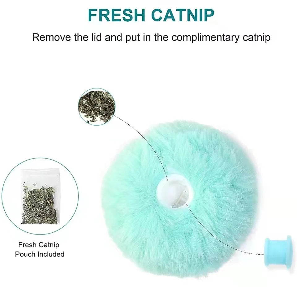 Electric Catnip Plush Ball Interactive Squeaky Toy for Kittens