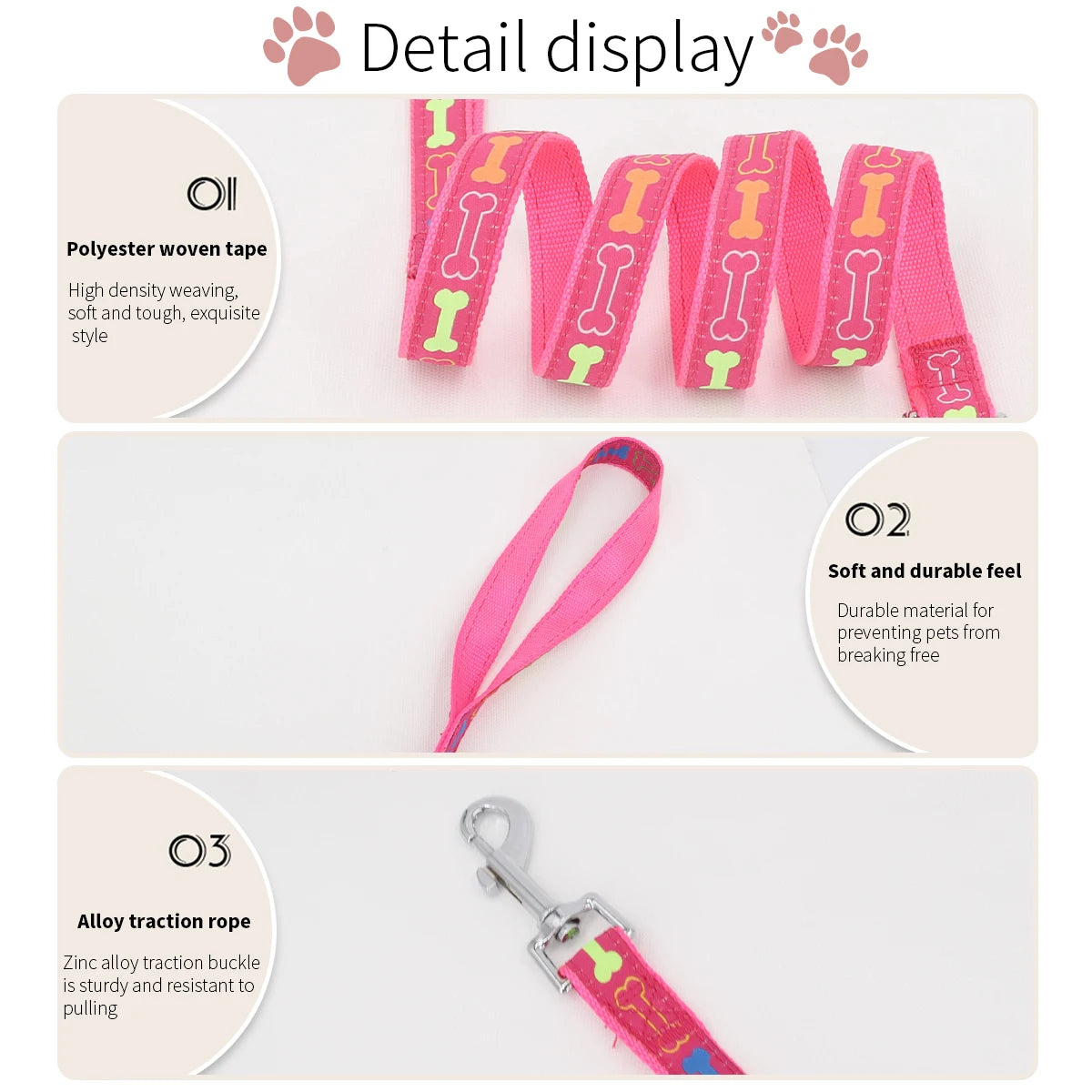 Durable Outdoor Walking Cartoon Bone Dog Leash