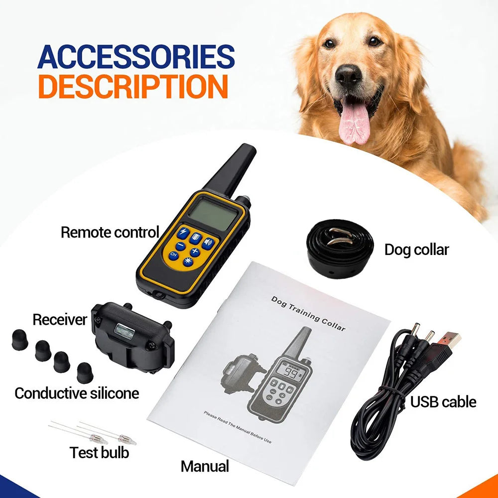 Remote-Controlled Rechargeable Waterproof Dog Training Collar
