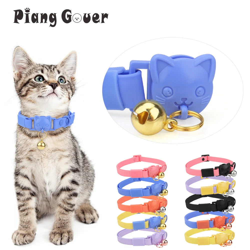 Adjustable Cartoon Design with Bell Waterproof PVC Cat Collar