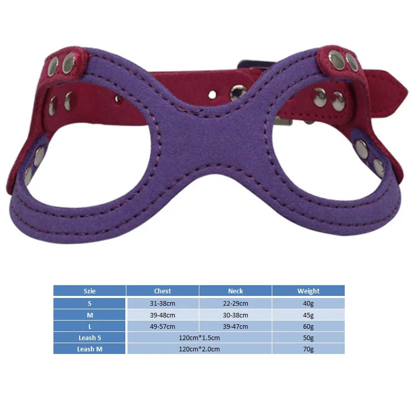 Soft Suede Leather Pet Harness Adjustable Chest Belt for Small Dogs