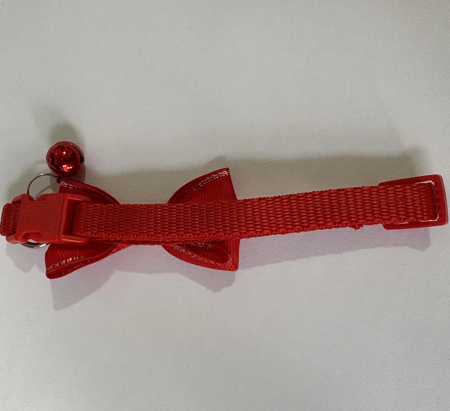 Adjustable Red Bow Bell Pet Collar with Buckle