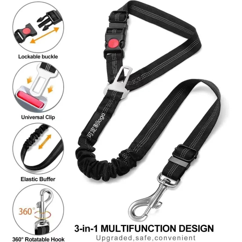 Adjustable 2-in-1 Dog Car Seat Belt & Leash