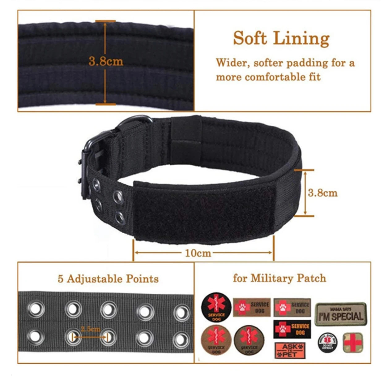 Adjustable Tactical Dog Collar with Double Buckle