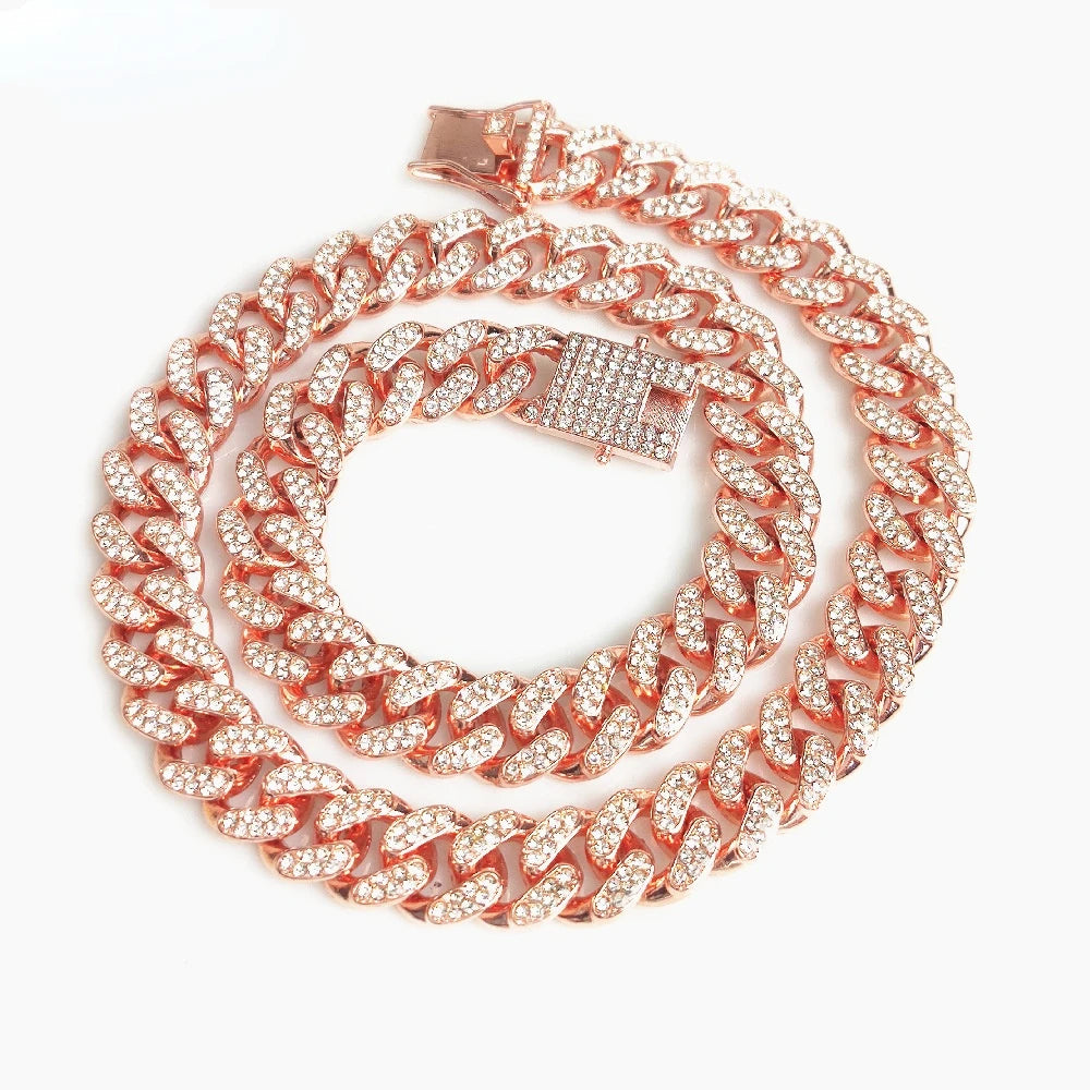 Strong Metal Bling Choke Slip Rhinestone Gold Dog Chain Collar