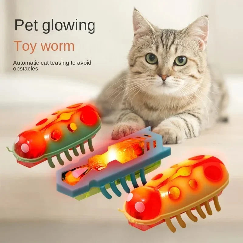 Interactive Electric Glowing Bug Toy Obstacle-Escape Beetle for Cats