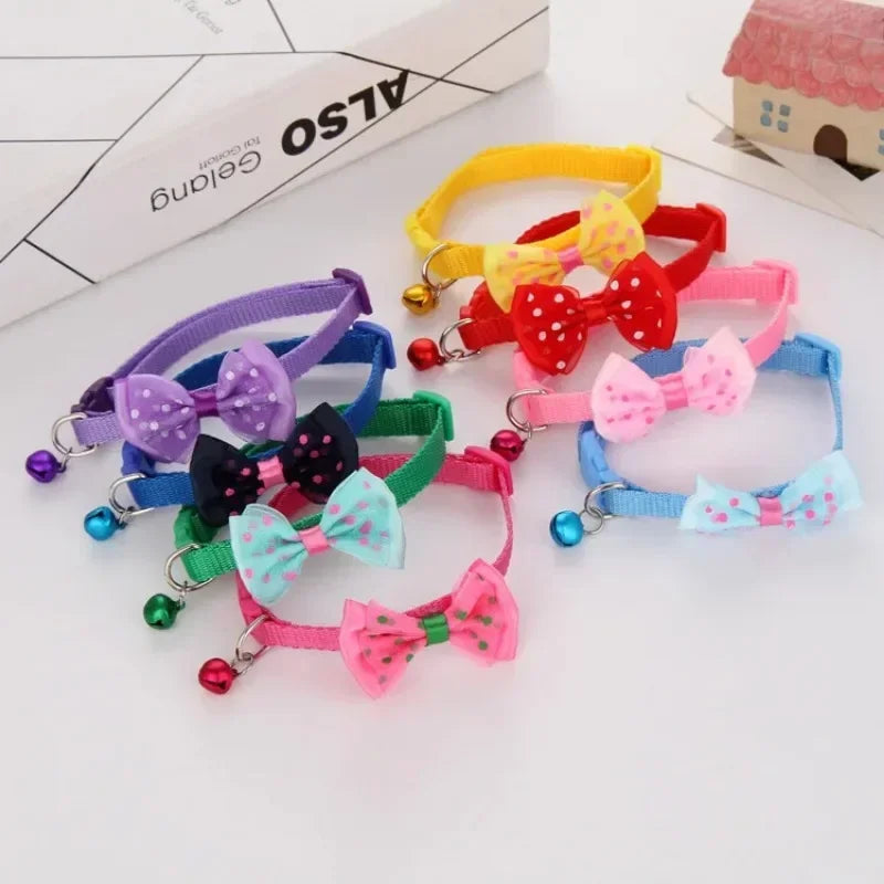 Adjustable Pet Collar with Cute Bow & Bell