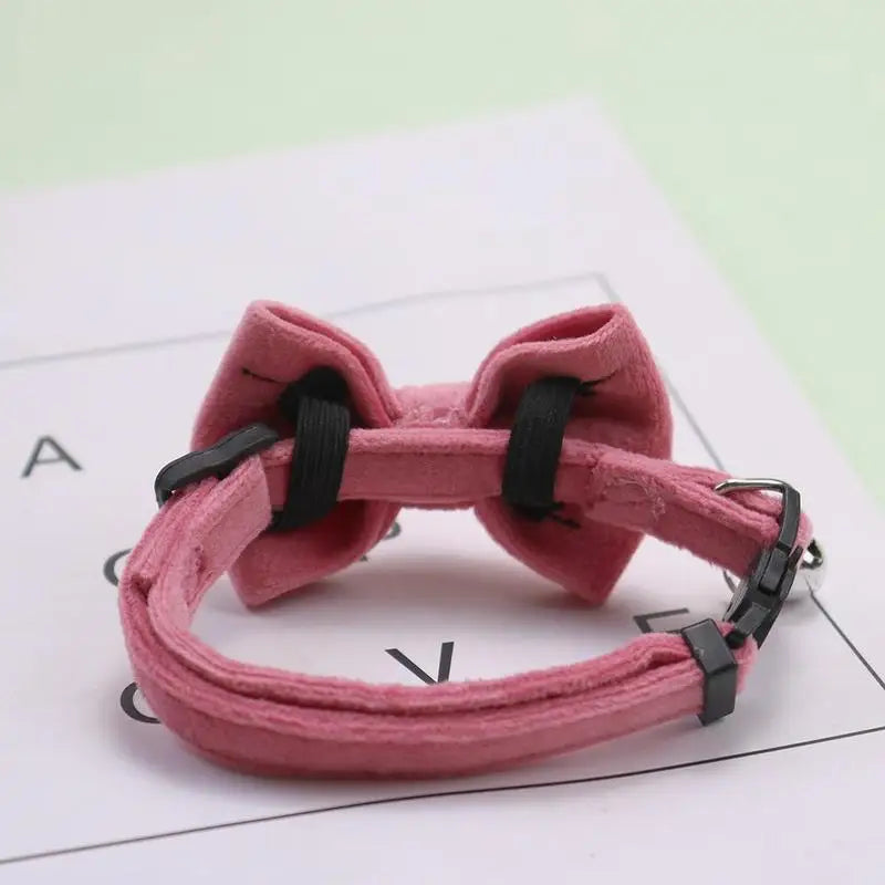 Adjustable Pet Collar with Bell & Bowknot Safety Buckle for Small Dogs & Cats