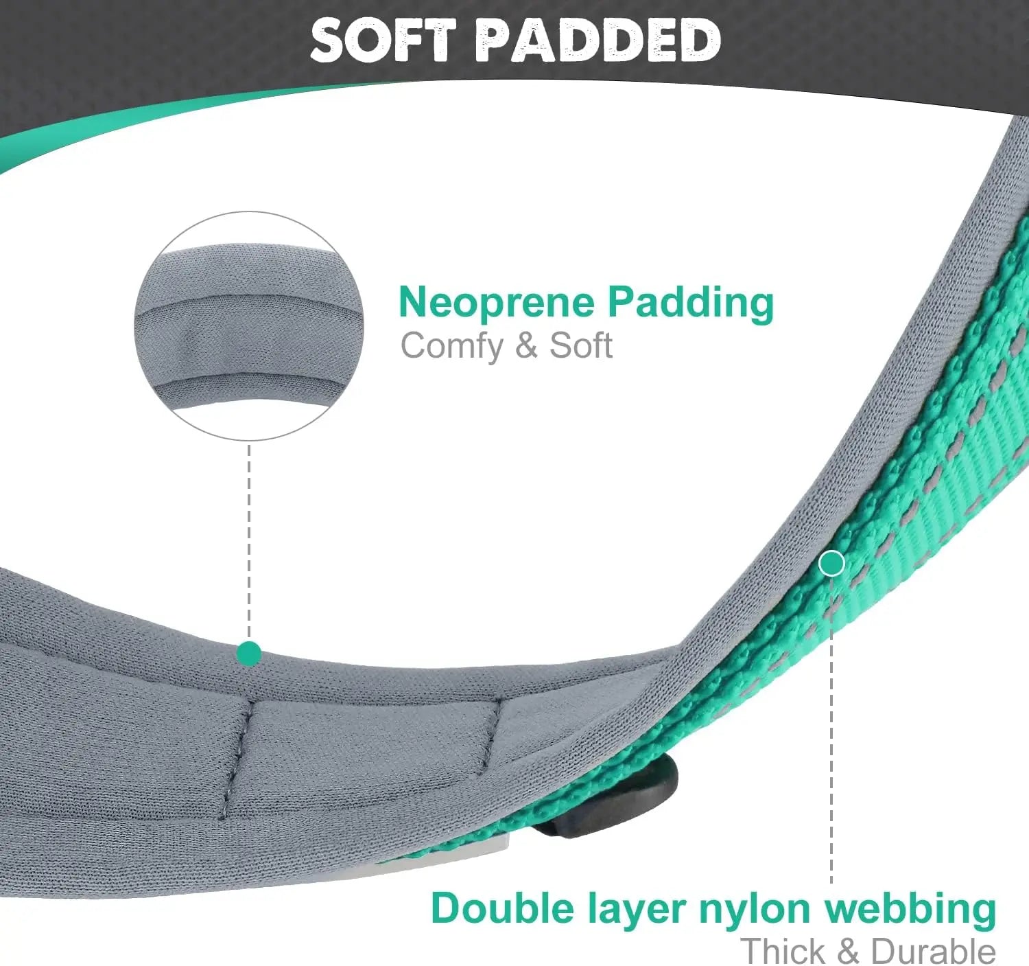 Adjustable Heavy-Duty Nylon Neoprene Padded Reflective Dog Collar