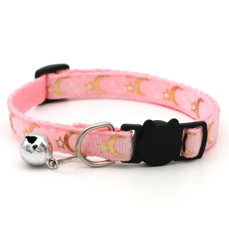 Safety Buckle Reflective Gold Star & Moon Pet Collar