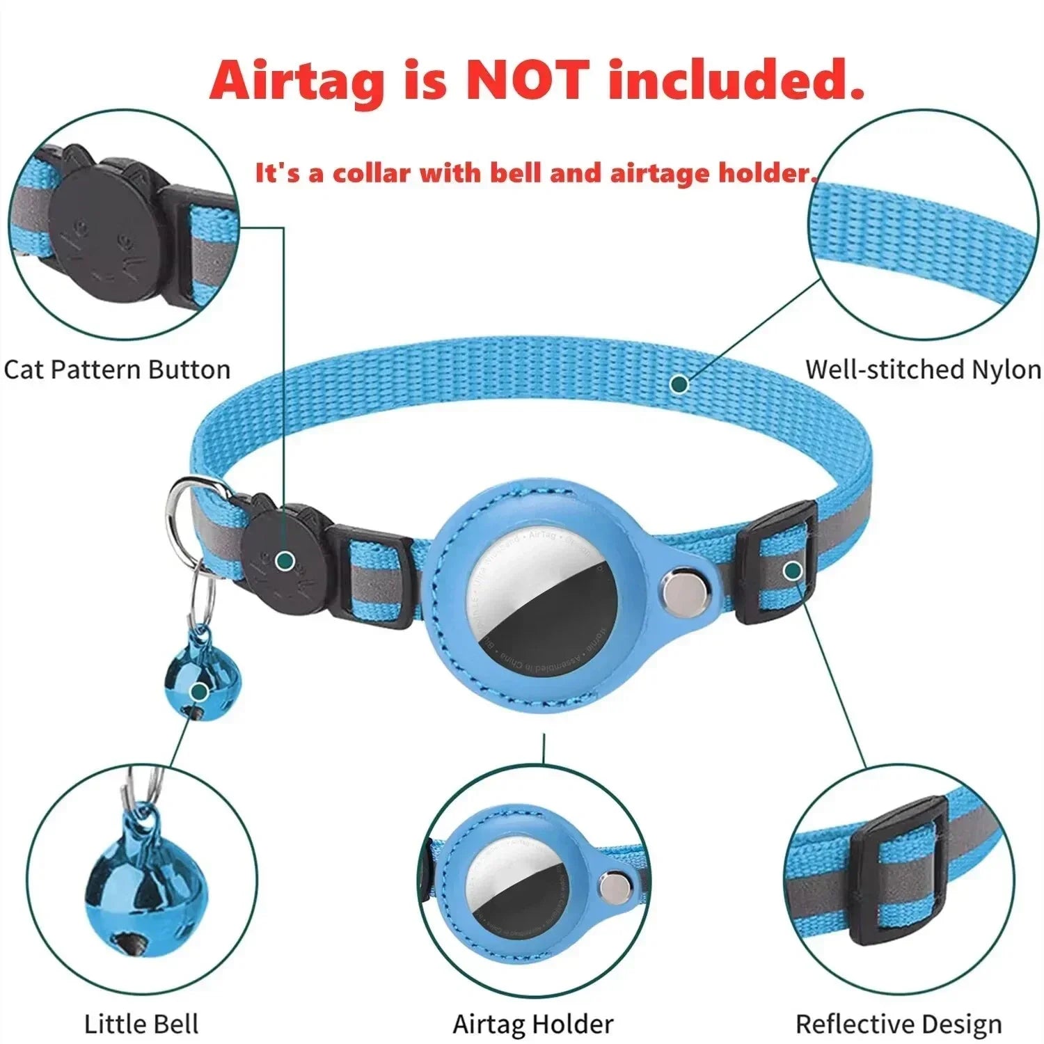 Anti-Lost Reflective Air Tag Holder Cat Collar