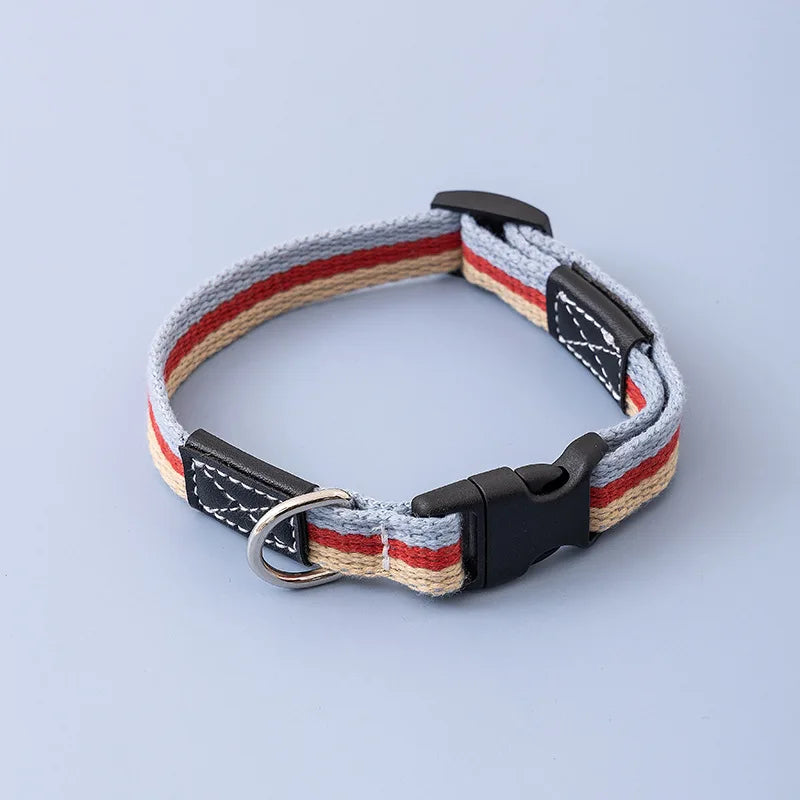 Thickened Color-Blocked Adjustable Canvas Dog Collar