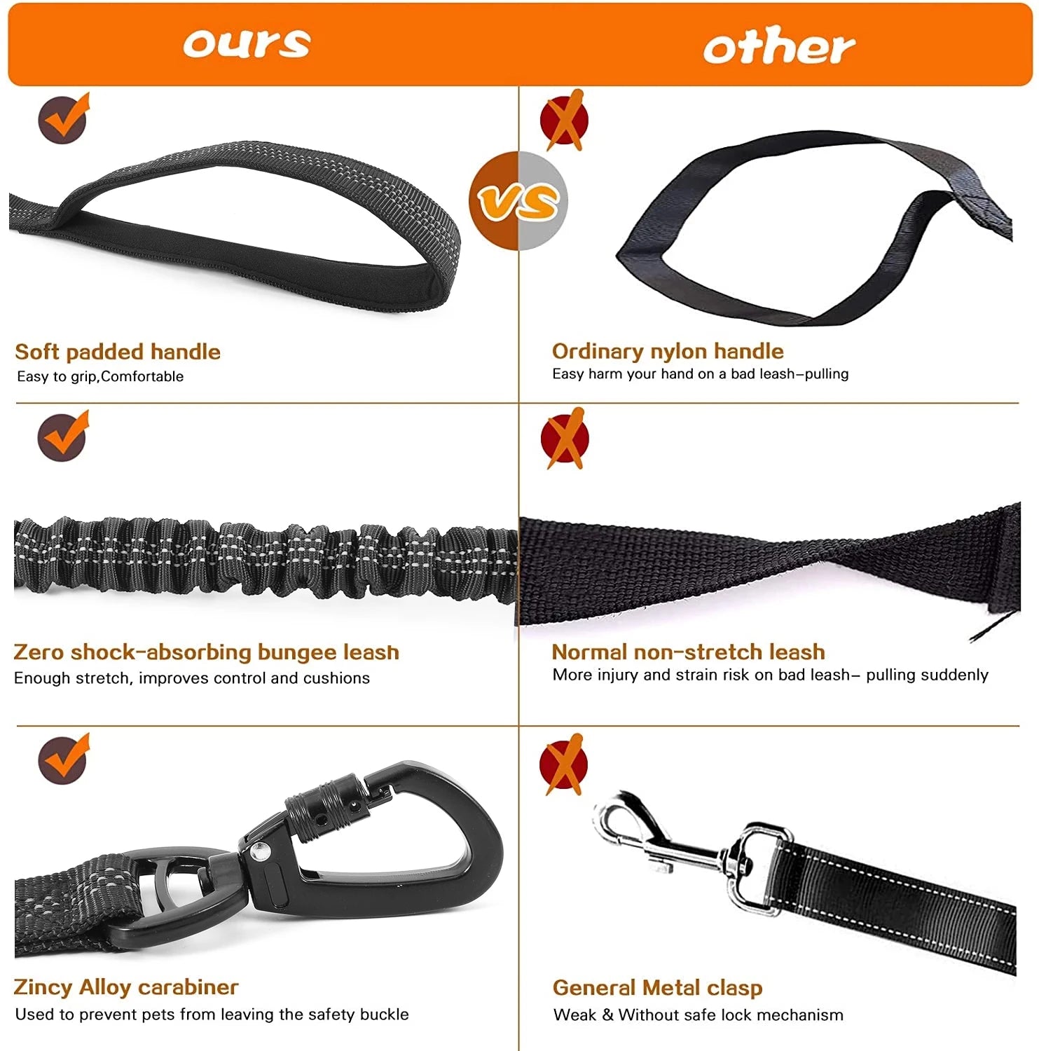 Multifunction Comfort Lead Double Handle Reflective Dog Leash
