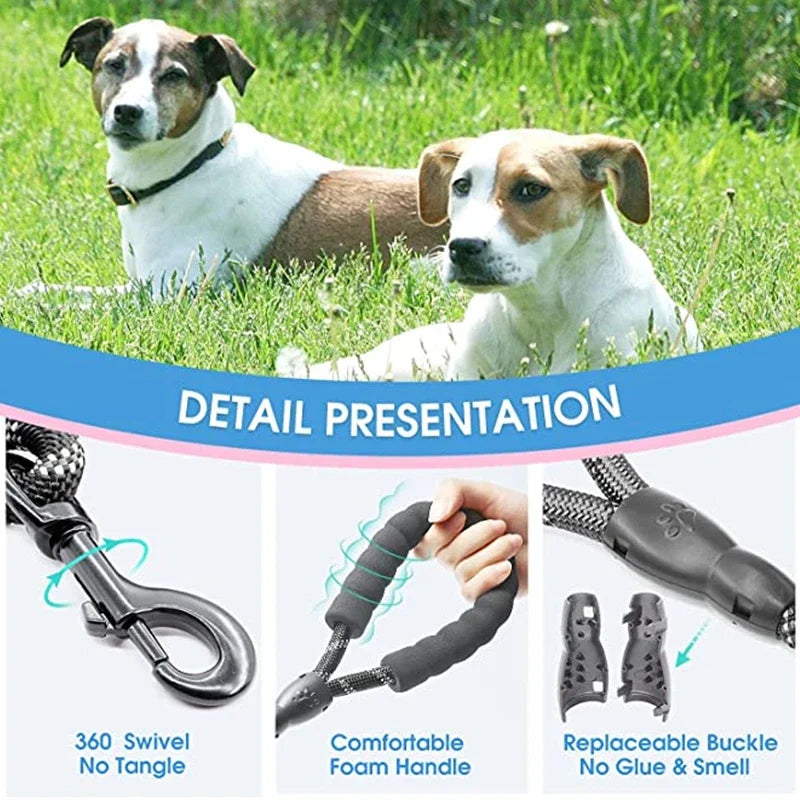 Shock-Absorbing Outdoor Strong Elastic Reflective Dog Leash