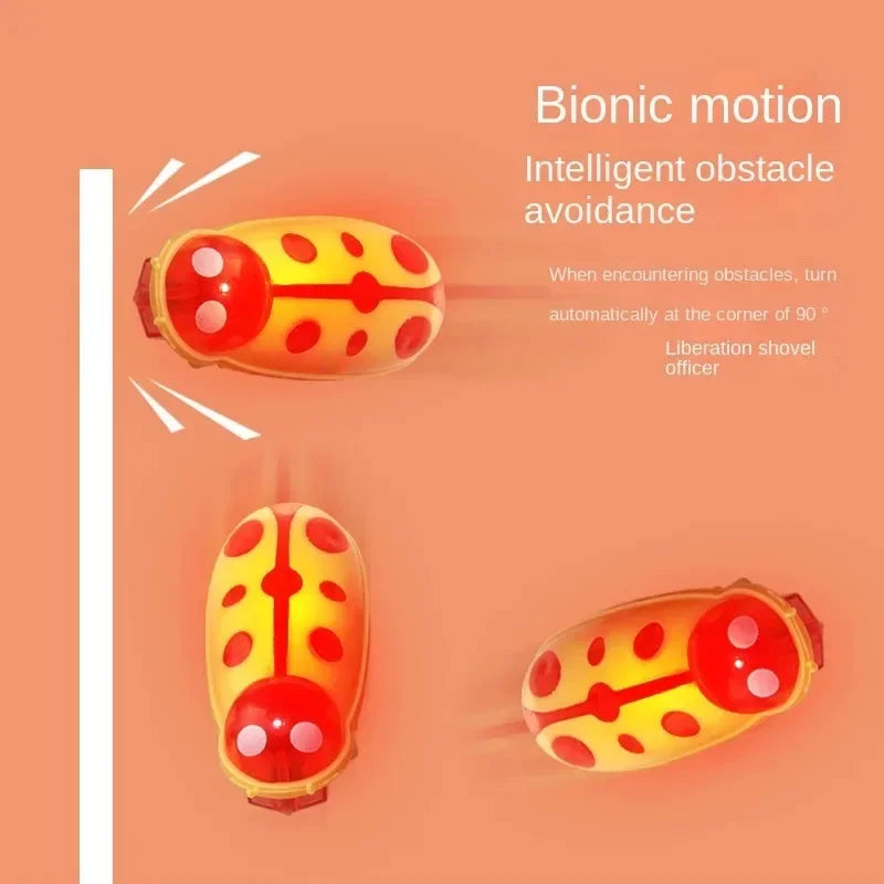 Interactive Electric Glowing Bug Toy Obstacle-Escape Beetle for Cats