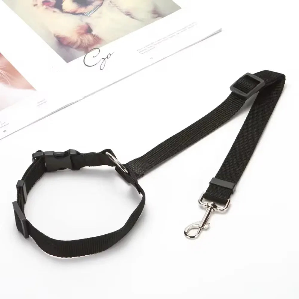 2-in-1 Adjustable Solid Color Nylon Safety Pet Car Seat Belt & Leash
