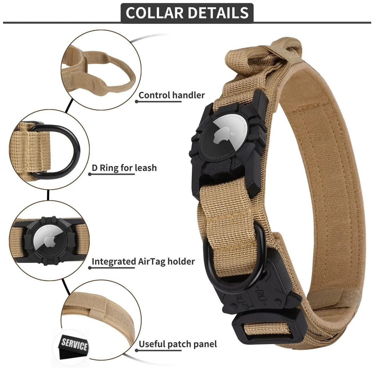 Heavy-Duty Nylon Adjustable Tactical Dog Collar