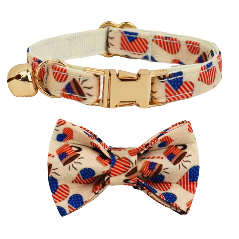 Personalized Adjustable Cat Collar with Bowknot & Bell