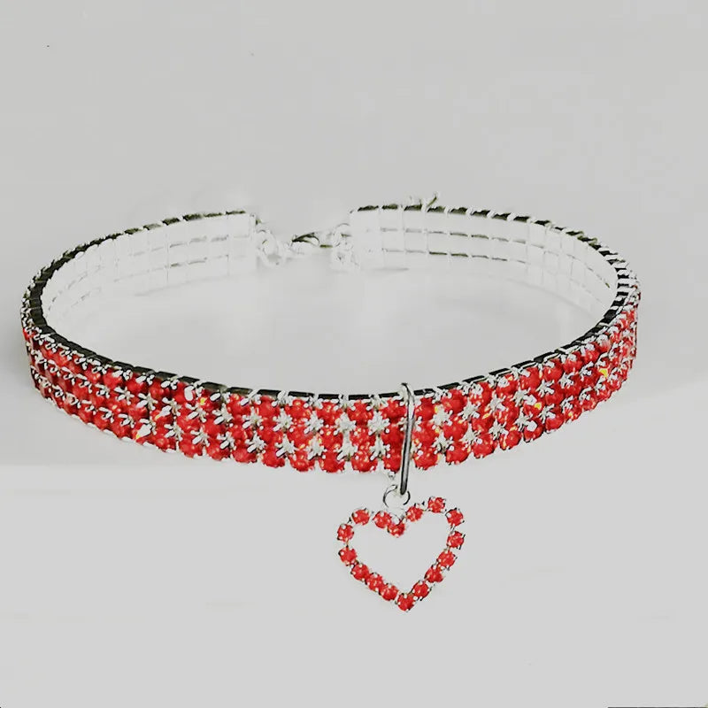 3-Row Elastic Necklace Rhinestone Pet Collar