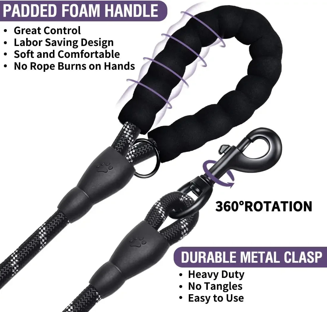 Durable Pull & Tow Lead Heavy-Duty Reflective Dog Leash