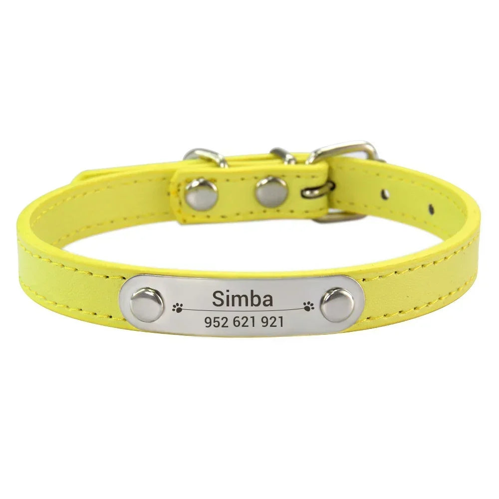 Anti-Lost Design Personalized PU Leather Dog Collar