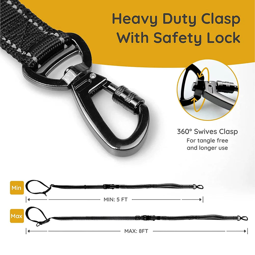 6-in-1 8ft Adjustable Bungee Waist Hands-Free Dog Leash