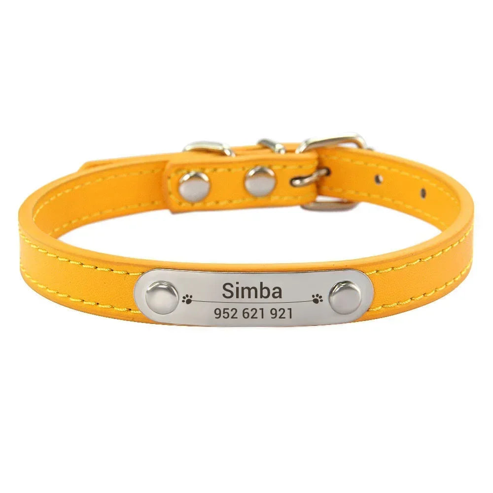 Anti-Lost Design Personalized PU Leather Dog Collar