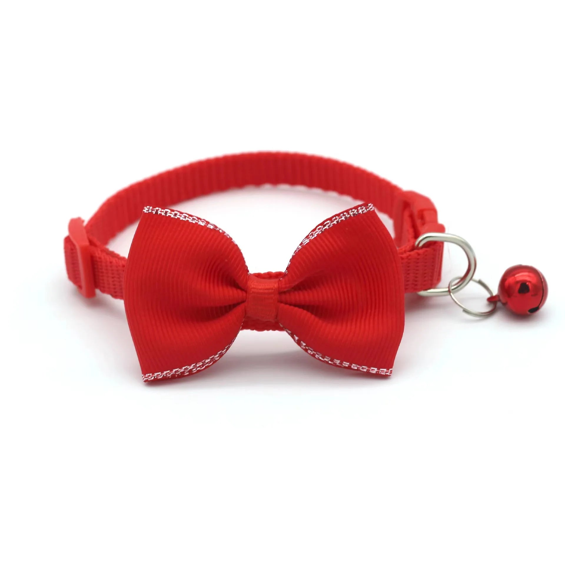 Adjustable Red Bow Bell Pet Collar with Buckle