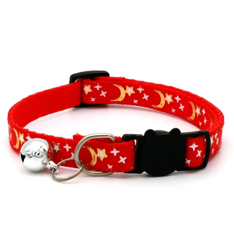 Safety Buckle Reflective Gold Star & Moon Pet Collar