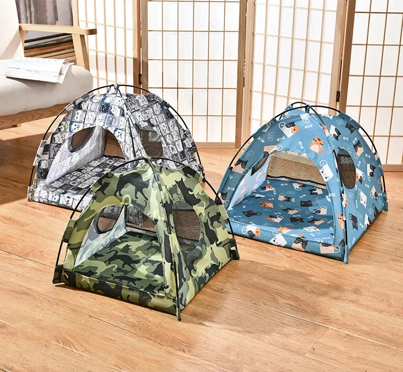 Floral Print Pet Tent House Foldable Indoor Bed
