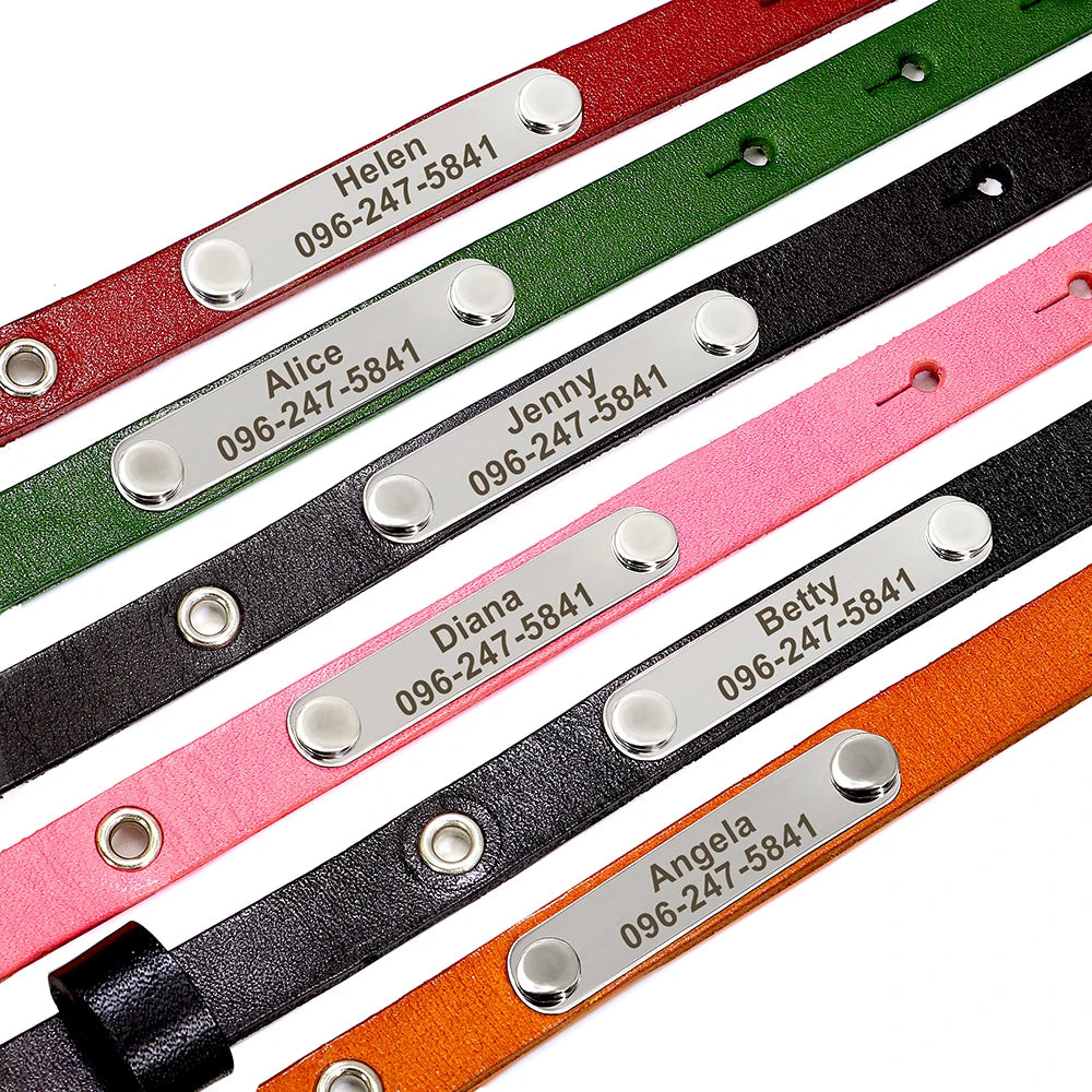 Anti-Lost Personalized Adjustable Leather Cat Collar