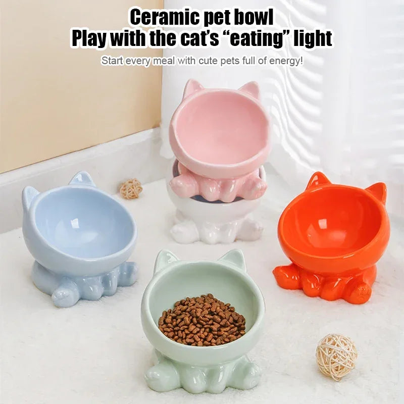 High-Foot Ceramic Pet Bowl Protects Cervical Spine