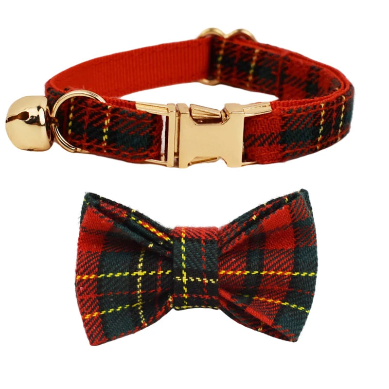 Personalized Adjustable Cat Collar with Bowknot & Bell