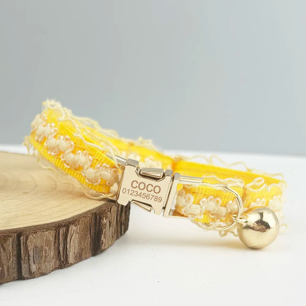 Adjustable Soft Personalized Lace Pet Collar