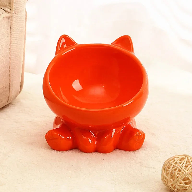 High-Foot Ceramic Pet Bowl Protects Cervical Spine