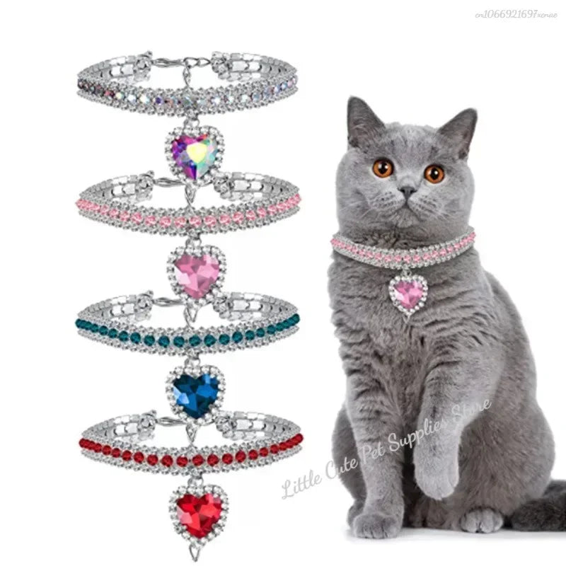 Bling Crystal Pendant Rhinestone Diamante Cat Collar